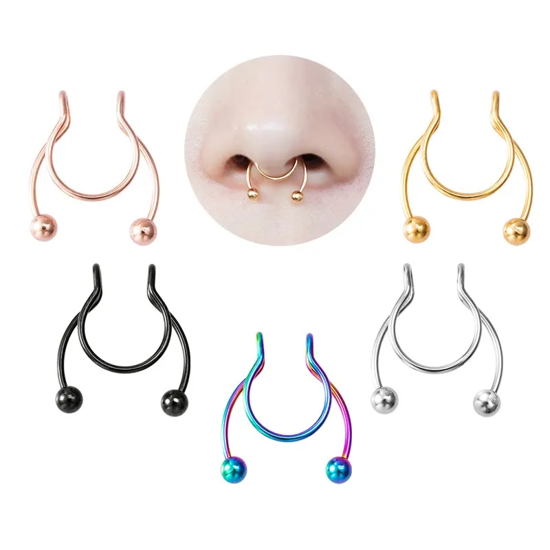 Gold Stainless Steel Clip Hoop Nose Cuff Piercing Non Pierced Septum  Piercing Jewelry For Women From Jewelrysky1388, $1